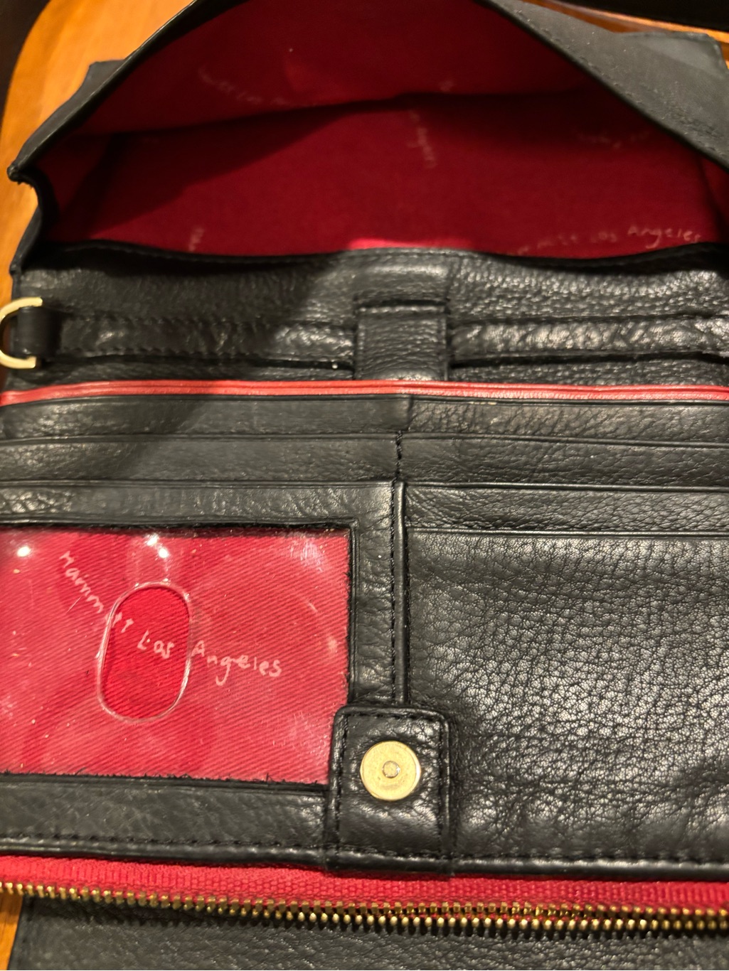 Hammitt Levy Black Leather Gold Grommet With Red Interior — image 8 of 8